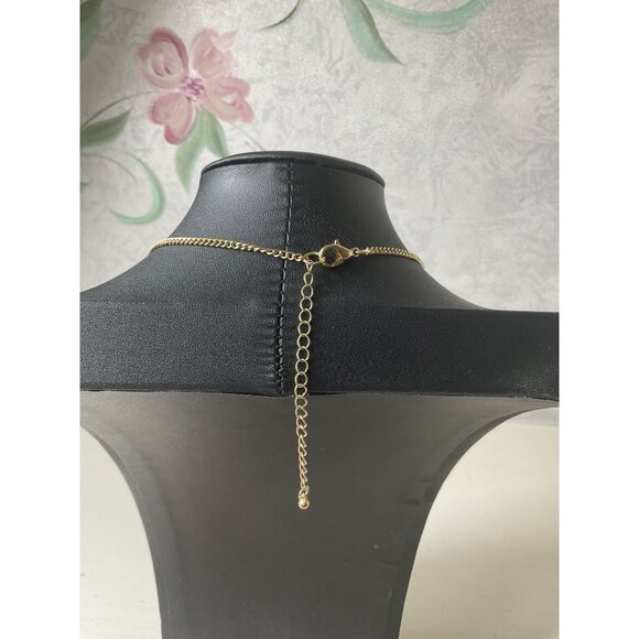 Boho Long Gold Chain Necklace With Orange Tassel & Crystal Accents - Picture 5 of 5